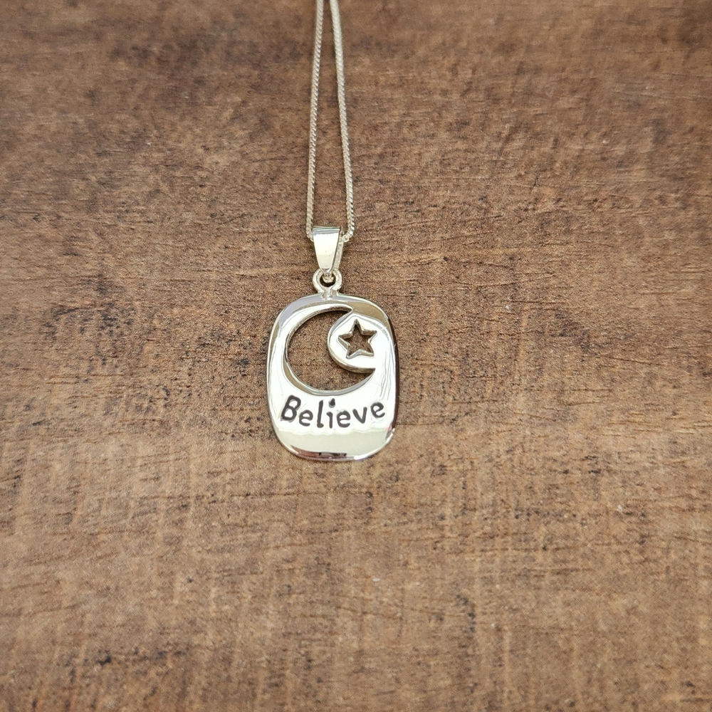 Sterling Silver Believe Pendant 16" Necklace